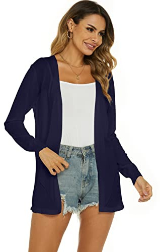 Ietaoo Cardigan Lungo Donna Elegante Manica Lunga Giacca Cardigan Casual Maglia Cappotto Leggero Aperto Davanti Cardigan per Estivo Primavera