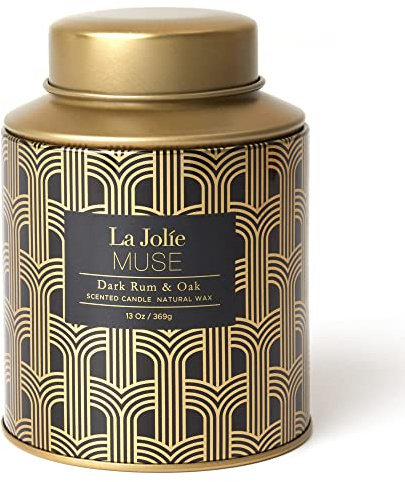 La Jolíe Muse Velas Aromáticas - Vela Perfumada de Ron Oscuro y Roble, Velas Aromáticas Grandes, Vela Decorativa, Regalos Para Casa, 100 Horas, 369g