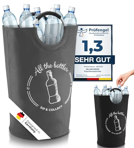 Selinchen® - L'original | Collecteur de Bouteilles avec Couvercle verrouillable | Poignée Souple de qualité supérieure | Idéal comme collecteur d'emballages vides | 82 litres XL