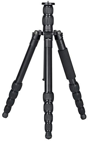JUSINO TK-225S Traveller leichtes Reisestativ mit Monopod-Funktion (Schwarz) Max. Höhe 124cm, Belastbar bis 5kg - Ink. Transporttasche, Aluminium
