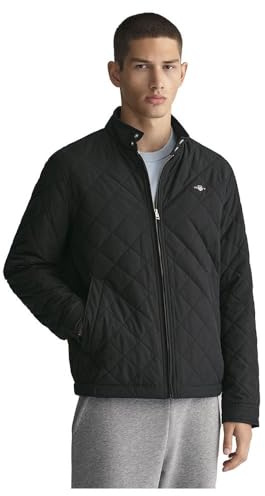 Gant Herren Quilted Windcheater Jacke, Schwarz, XXL EU