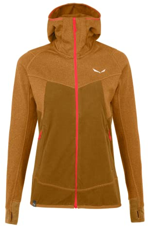 Salewa Damen Puez Hybrid Pl Jacket Hooded Sweatshirt, Golden Brown Melange, L(46/40)