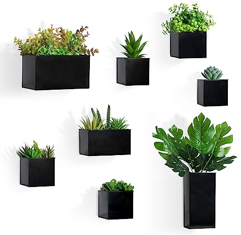 BOFUNX 8 Stücke Hängende Blumentöpfe Metall Blumentopf für Wand Hängeampel Wandvasen für Blumen Pflanzen Wanddeko Gartendeko