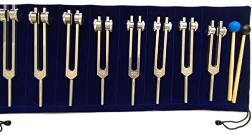 Healing Stimmgabel-Set, 8 Aluminium-Stimmgabeln mit Silikonhammer und Aufbewahrungstasche für Meditation und Entspannung, löst negative Emotionen (126,22 Hz, 136,1 Hz, 141,27 Hz, 172,06 Hz, usw.)
