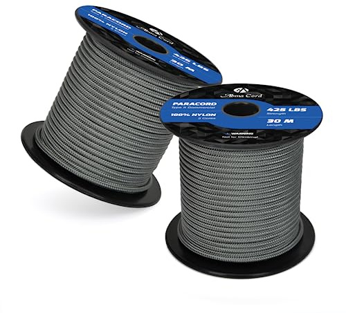 Abma Cord Paracord 425 lbs 3mm 100% Nylon 30M - Charcoal Grey