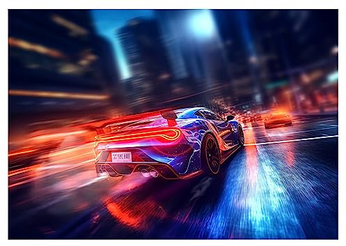 WallArena - Papier peint photo non tissé pour chambre d'enfant - 368 x 254 cm - Motif : voiture de sport - Joueur de jeux - Papier peint non tissé - Effet 3D
