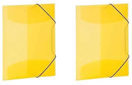 HERMA 19514 Sammelmappe A3 Transluzent Gelb, Kinder Eckspanner-Mappe aus Kunststoff mit Innenklappen und Gummizug, stabile Einschlagmappe aus Plastik für Jungen und Mädchen (Packung mit 2)
