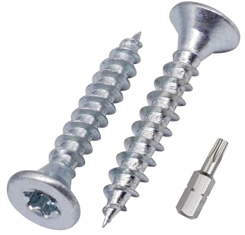 SKIR'CO (600 pièces) Vis à bois en acier zingué 4,0 x 25 mm, tête Torx, tête fraisée, vis pour panneaux d'aggloméré, entièrement filetées