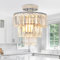 JHLBYL Crystal Chrome Metal Lámpara de techo, araña de cristal de plata, 1-Light E27 Base Semi Flush Mount Iluminación de techo para sala de estar, comedor, porche
