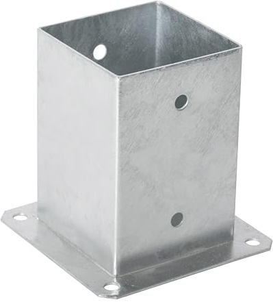 MiG-met - Aufschraubhülse 100x100mm - Pfostenträger zum Aufschrauben - Balkenträger, Metallhülse für Kantholz, Holzpfosten, Holzbalken - aus Metall Verzinkt - Witterungsbeständig - 100x100x150mm
