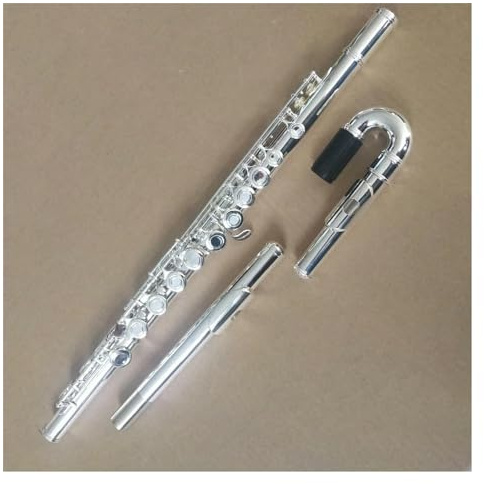 Querflöte Instrument Versilbertes 16-Loch-C-Ton-Flöteninstrument Mit Offenem Loch, Geradem Kopf Und Gebogenen Kopfgelenken