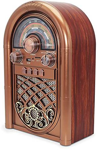 STMKB Radio Vintage, Radio Retro Portátil De Onda Corta con Altavoz Bluetooth Y Juego TF, Cuerpo De Grano De Madera Retro, Cocina Al Aire Libre para Amigos del Hogar