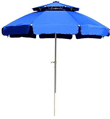 KGDJBGSE Gartensonnenschirm, Doppelschirme für den Außenbereich, Gartenschirme für Einkaufszentrumsterrassen, dreilagige, Winddichte Schirmknochen, blau/rot, Sonnenschirme, Strandschirme