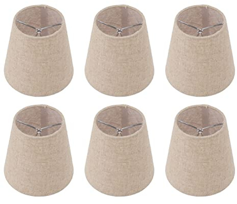 Lámpara Pequeña de Lino con Clip - 6 Unidades en Pantalla de Tela para Bombillas de Vela - Accesorios de Iluminación