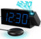 Reloj Despertador por Vibración con Agitador de Cama, Despertador Proyector, 180° Rotativo Relojes de proyección, Alarma Doble, Cargador USB, DST, 12/24H, Despertador Grande para Dormitorio, Azul
