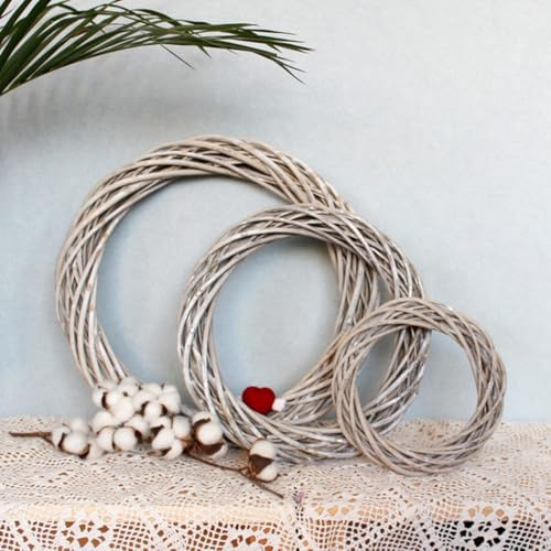 Weihnachtskranz, Rattan-Kranz, graue Rattan-Girlande, zum Aufhängen, Hochzeitsdekoration (30 cm)