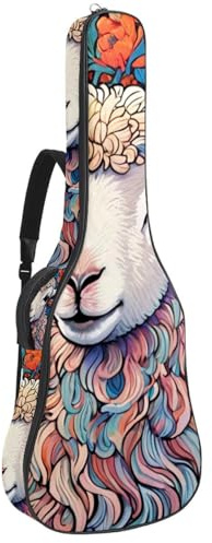 Tasche für Akustikgitarre, wasserdicht, für 40/41/42 Zoll Gitarre, Reißverschluss, Schutzschicht, Farbzeichnung Schafe, Mehrfarbig Nr. 08, 42.9x16.9x4.7 in, Gitarrentasche