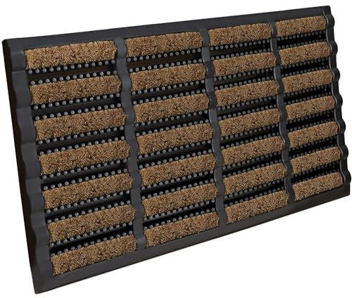 BLADO Tuff Scrape Outdoor Door Mat - Non Slip Rubber Backing Dirt Removal Natural Coir Matting - Large Heavy Duty Highly Absorbent Washable Floor Mat for Home, Office & Garden (1, 75 x 45 cm)
