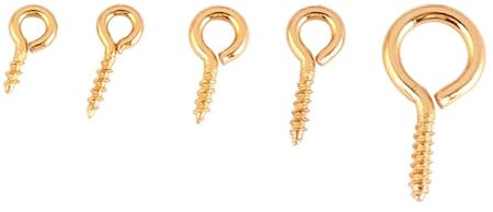 50 Stück Ösenstifte aus Edelstahl, Ösenhaken, Schraubgewinde, Verschlusshaken for DIY-Schmuckherstellung, Zubehör (Farbe: 50 Stück, Stil Gold, Größe: 8 x 17 mm)(50pcs Style Gold,5x10mm)