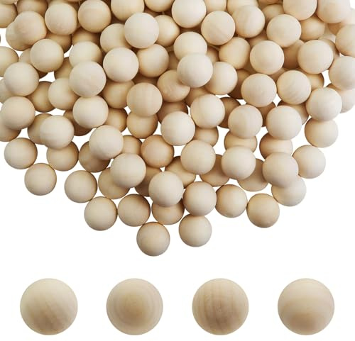 TOAOB 270 Stücke Holzkugeln Ohne Loch 12mm Runde Natürliche Lose Spacer Perlen Unlackiert Naturholz Holzperlen Bastelperlen für DIY Schmuck Herstellung zum Basteln