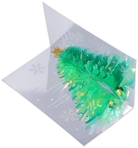 Nurnesy Up-Weihnachtskarte, 3D-Glitzer-Weihnachtsbaum-Grußkarte mit Umschlag, Dreidimensionale Kristall-Weihnachtskarte die Beste Freundin (Grün)