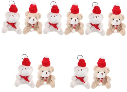 WRITWAA 10stücke Weihnachtsmützen-bär Schlüsselanhänger Niedlicher Handtaschen- Aus Hochwertigem Material Dekorativer Schlüsselring Für Und Deko Geeignet Für Jede Tasche Oder