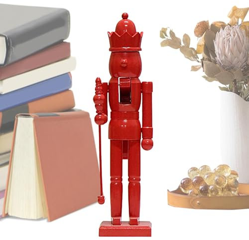 Statue Casse-Noisette Traditionnelle de Noël, Ornement Casse-Noisette pour Cheminée - Décorations casse-noisette de couleur unie,Grande décoration de Noël casse-noisette en bois pour la maison, le sal