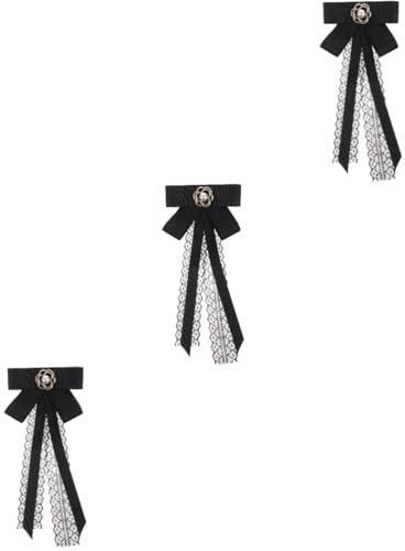 WRITWAA 3stücke Schwarze Schleife Damen Fliege Mit Brosche Elegantes Design Vorgebunden Modisches Accessoire Für Besondere Anlässe Und Freizeit Für Frauen Und Mädchen