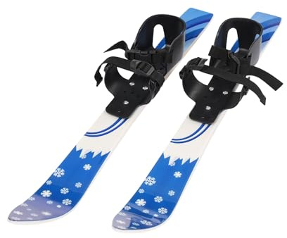 sjcdicnj Kid's Beginner Snow Skis and Poles with Bindings, 26Inch Kids Snow Skis and Poles, Lightweight Sturdy and Safe Kids Skiing Equipment for Children Age 2-8 New to Skiing (Blue)