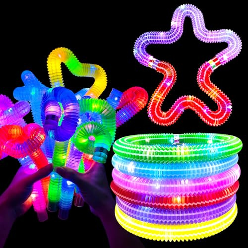 YATOSEEN 12 Piezas de Tubos de Pop Iluminados, Palitos Luminosos para Fiestas para Niños y Adultos, Juguetes Sensoriales Antiestrés Que Brillan en la Oscuridad, Suministros de Decoración para Fiestas