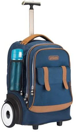 UNIKER Rollender Laptoptasche mit leisen Rädern für 15,6-Zoll-Laptop, 15 cm große Räder, Rollrucksack, Laptop-Rolltasche, T5 – Blau
