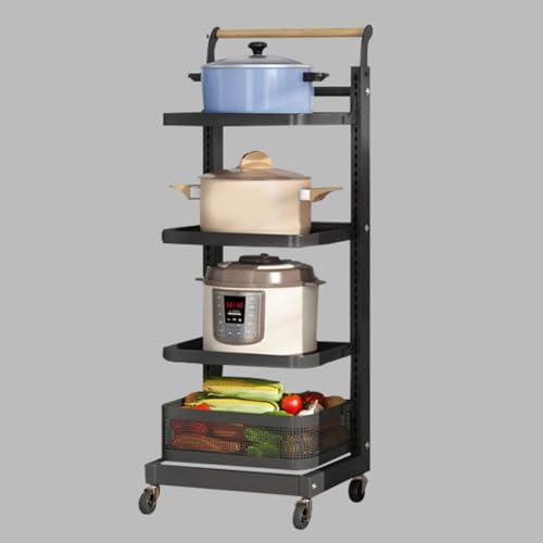 Expandable Kitchen Pan Lid nizer with Baking Tray Storage Rack 3 Tier Microwave Shelf Stand for Cupboard Black.