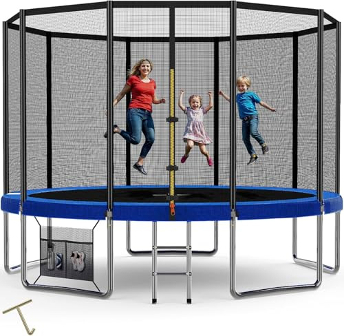 Devoko Trampolin Outdoor Ø 183/228/305/366/427 cm, GS-Zertifikat Indoor Trampolin Kinder Gartentrampoline, Komplettset mit Schuhnetz, Leiter, Randabdeckung, Sicherheitsnetz