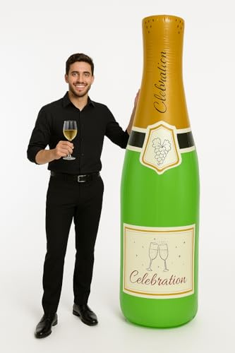 Aufblasbare riesige Champagnerflasche (180 cm), lustige Party-Dekoration & Foto-Requisite, Hochzeit, Geburtstag, Neujahr, Event & Feier Dekor