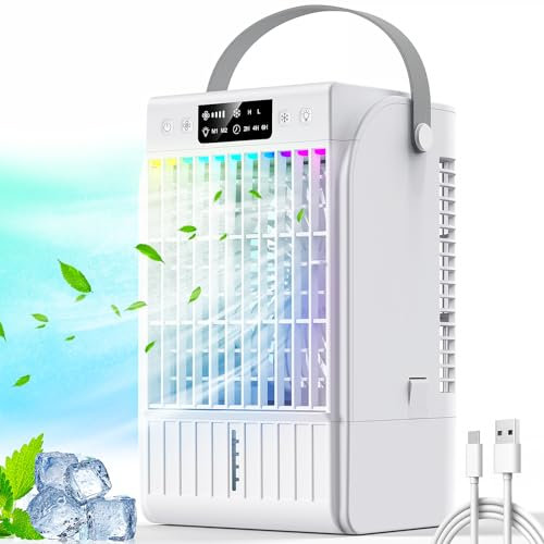 Climatiseur Mobile 1500ML Portable Refroidisseur d'air - 90° Oscillation, 4 Vitesses, 2 Modes Silencieux pour la Maison et le Bureau
