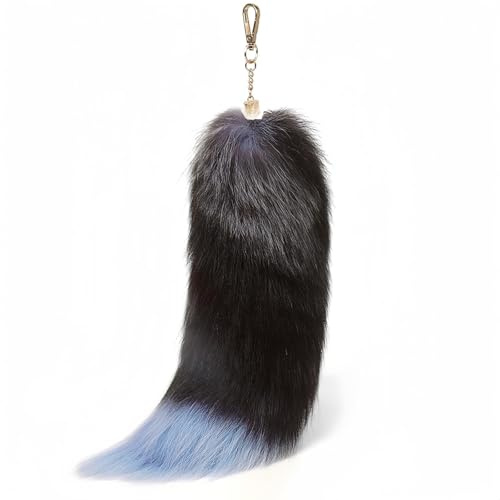 XoeLLe Fuchsschwanz, 38-40cm Therian Tail, Fuchs Kostüm, The Habdsmade Taile, Fell Schwanz Keychain Auto Schlüsselketten Anhänger Weich Flaumig Dicht Dekoration Cosplay Tasche Zusätze