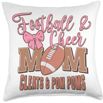 Football Mom Cheer Mom Cleats and Pom Poms Throw Pillow