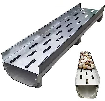 Lot de 4 caillebotis robustes en acier inoxydable – Canal de vidange tempête de 1 m (100 x 22 x 15 cm) pour drainage de sol de jardin, terrasse et béton – Solutions résistantes à la rouille de 15 cm
