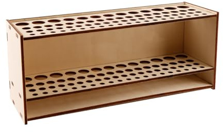 Bojueshaw Wooden Multi-Hole Pen Holder with 67 Slots,Paint Brush Organizer,Wall-Mounted Paint Rack for Brushes,Sketch Pens,Colored Pens