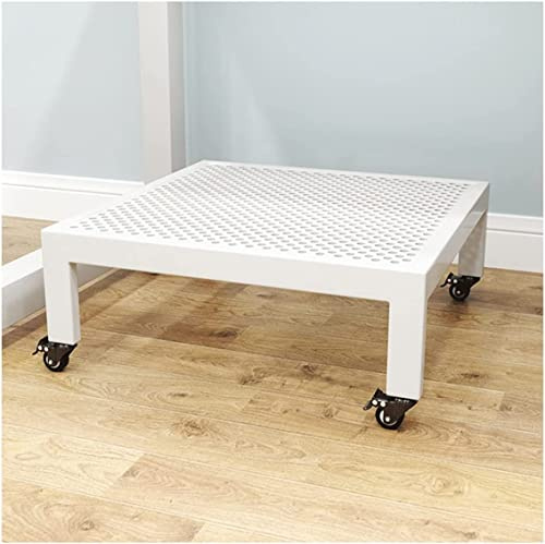 Metal Plant Caddy on Wheels - Movable Planter Trolley for Indoor/Outdoor Use, 30cm (12in) Flower Pot Tray, Durable Potted Plant Stand, Garden Tools (White)