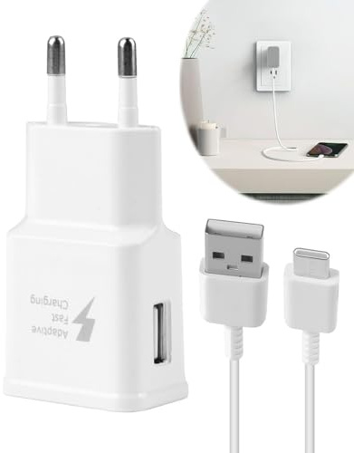 USB Ladegerät mit Ladekabel Kompatibel mit Samsung Galaxy S23 S22 S21 S20 S10 S9 S8 A71 A70 A51 A50 A40 A35 A32 A26 A25 A22 A17 A16 A15 A13 A12 Tablet 2M USB Typ-C Schnellladegerät Netzteil Adapter