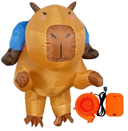 Capybara Uppblåsbar outfit, rolig utklädnad för pojkar, flickor, färgglad cosplay-kostym för karneval, parad, fest, lätt att blåsa, rolig dräkt för Masca