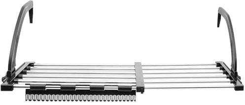 NIYANGLE Stendibiancheria Telescopico in Acciaio Inox 42-73 Cm | Pieghevole, Portata Fino a 10kg, Nero e Argento, per Finestrini e Bagno