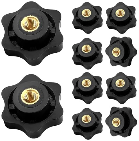 10 Stück Sterngriffmutter M6 Messing - Rändelmutter/Flügelmutter 32mm - Korrosionsbeständig für Maschinenbau, Werkzeugmaschinen und Fitnessgeräte
