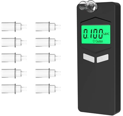 Personal Breathalyzers for Alcohol, Pocket Breathalyzer with Reord Checking Mode, Digital Home Breathalyzer for Alcohol with Audible and Color Alarm, Black