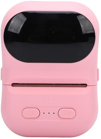 Dpofirs Tragbarer Thermodrucker, Bluetooth Pocket Thermal Sticker Maker Schwarzweißdruck mit APP, Barcode Etikettendrucker für Kleidung und Schmuck in Kleinen Unternehmen (PINK)