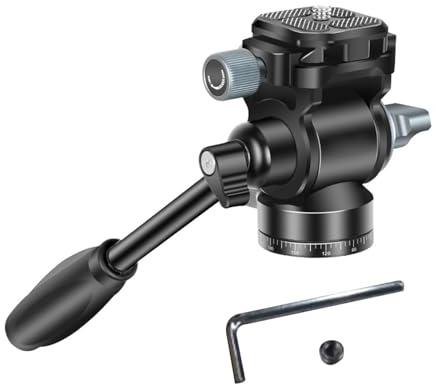 Plyisty Rotule Hydraulique, capacité de Charge de 8 Kg, Rotation à 360 °, Inclinaison à 180 ° pour Appareils Photo Numériques, avec Système de Dégagement Rapide et Poignée Amovible