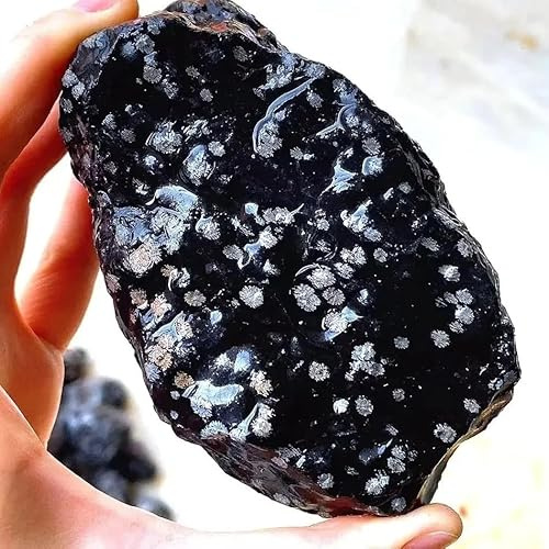 20-30g 1pc Snowflake Obsidian Rough Stone Crystal Quartz Specimens Spiritual Aquarium Garden Gift
