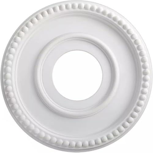 Deckenrosette aus Gips | Deckenrosette, Polystyrol-Beleuchtung, PU-Leuchtbrett im europäischen Stil, Fächer-Lichtsockel, Dekoration, Fächer-Lampenschirm, runde Dekoration, 31, 8 cm, Weiß