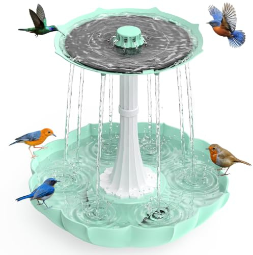 AISITIN DIY Solar Bird Bath Fountain Kit, 2.8W Solar Powered Pump | Multi-Tier Flower Plates for Garden Decoration & Outdoor Bird Feeder, Built-In Filter Box for Long Life